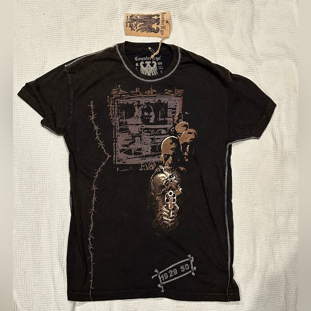 Counter Ego 100% Cotton Black Graphic T-Shirt for Men